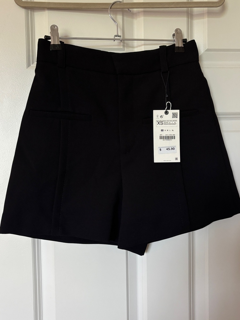 Zara Black High-Waist Tailored Shorts